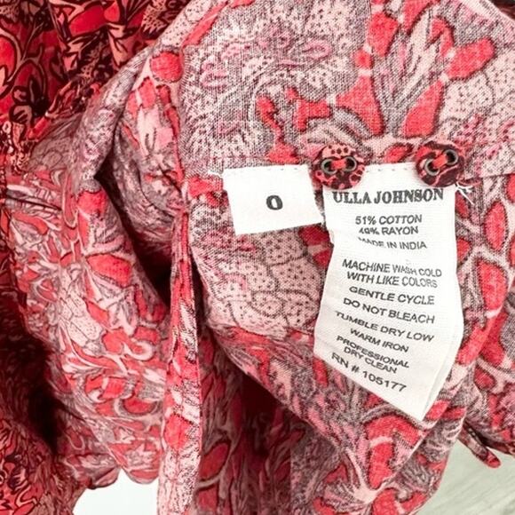 Ulla Johnson Liv Poppy Floral Dress Split V-neck Mini Dress size 0 - Picture 5 of 5